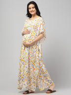 Cream Maternity Feeding Dress For Women