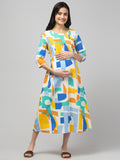 Blue Maternity Feeding Dress For Women