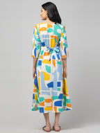 Blue Maternity Feeding Dress For Women