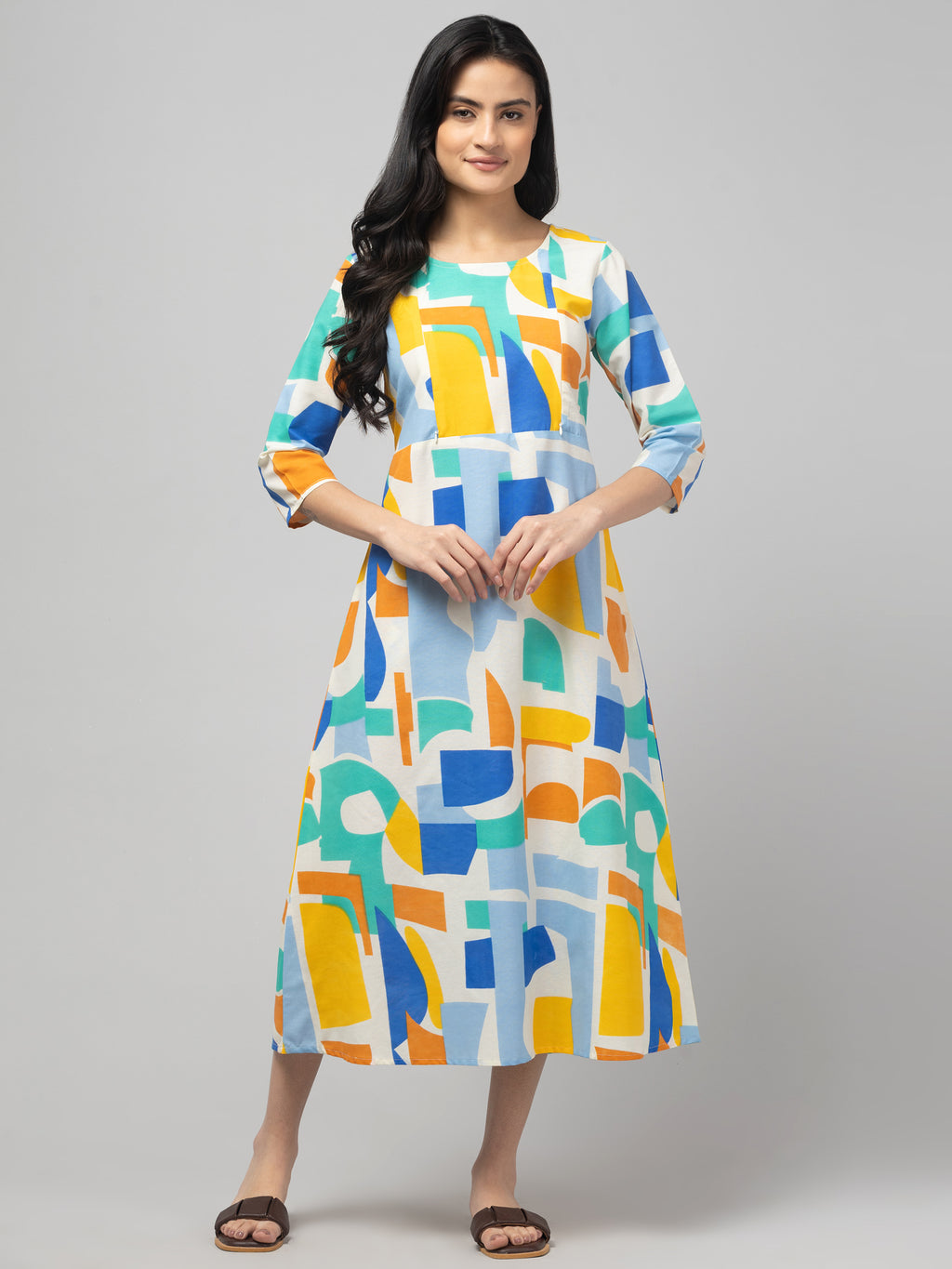 Blue Maternity Feeding Dress For Women