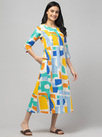 Blue Maternity Feeding Dress For Women