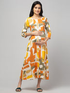Olive Maternity Feeding Dress For Women