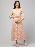 Peach Maternity Feeding Dress For Women