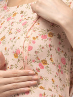Peach Maternity Feeding Dress For Women