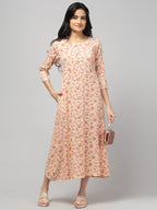 Peach Maternity Feeding Dress For Women