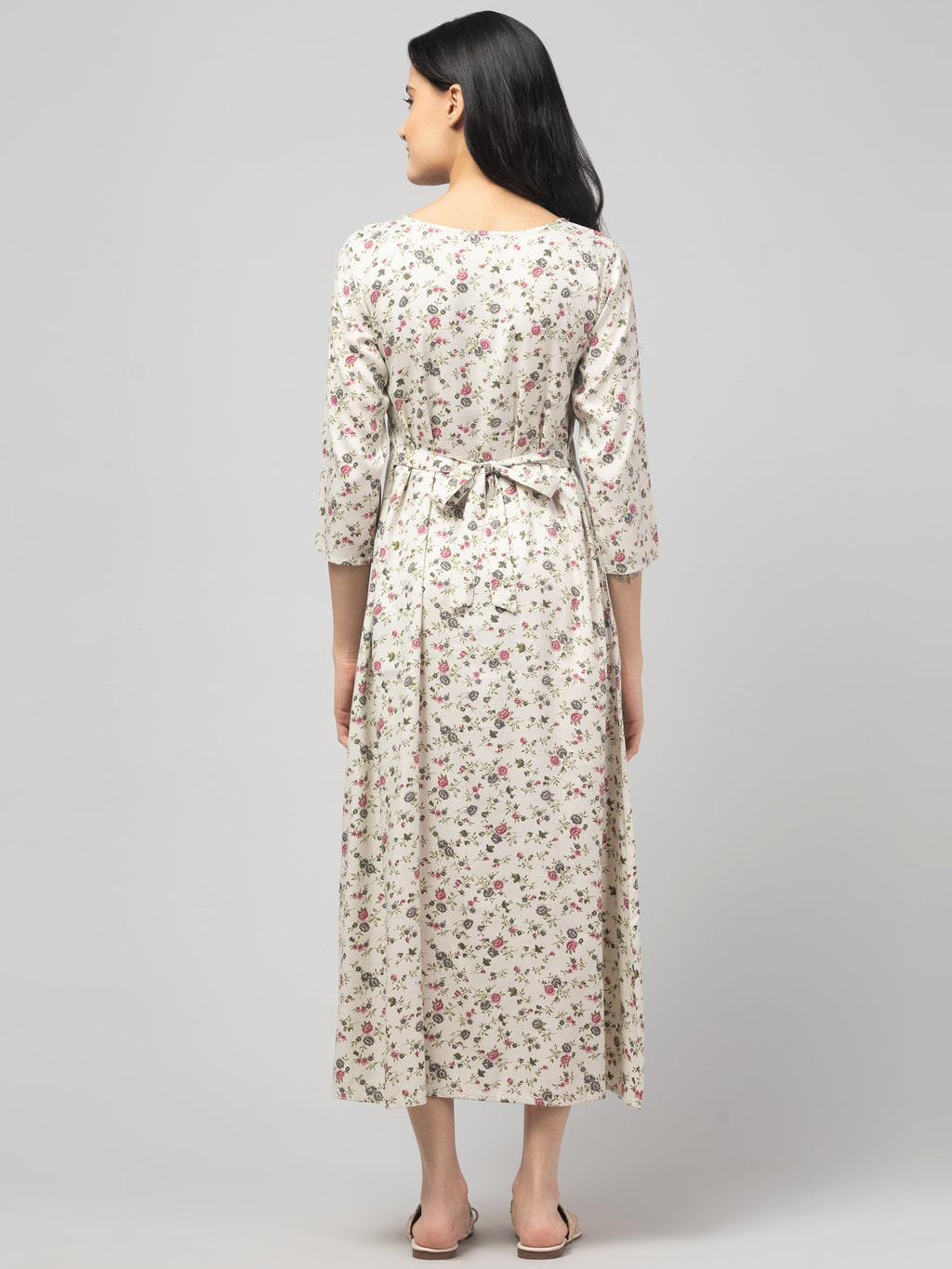 Grey Maternity Feeding Dress For Women