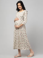 Grey Maternity Feeding Dress For Women