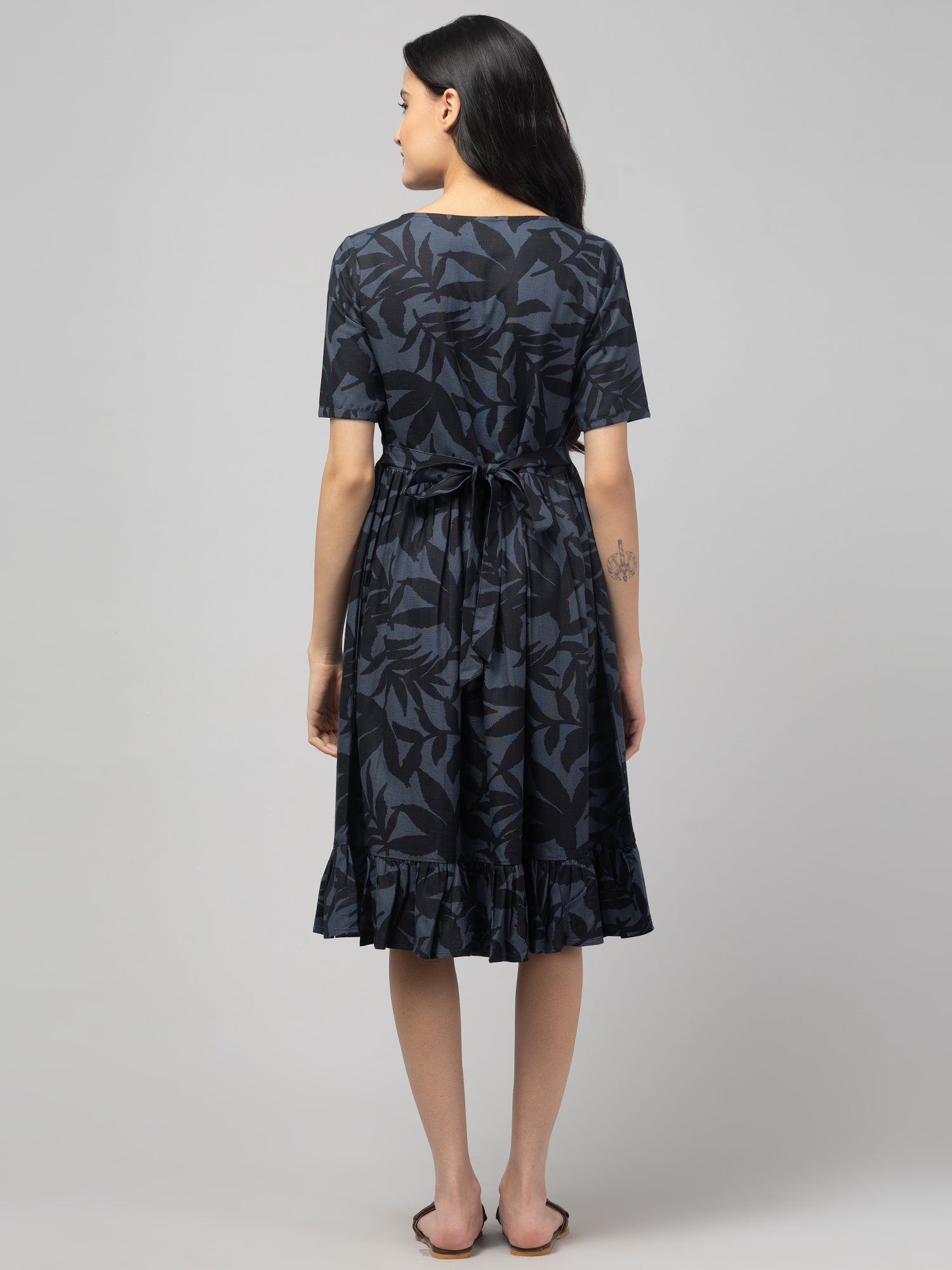 Grey Maternity Feeding Dress For Women
