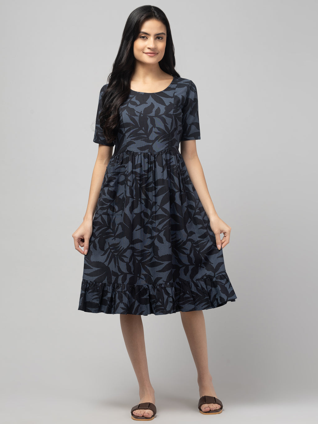 Grey Maternity Feeding Dress For Women