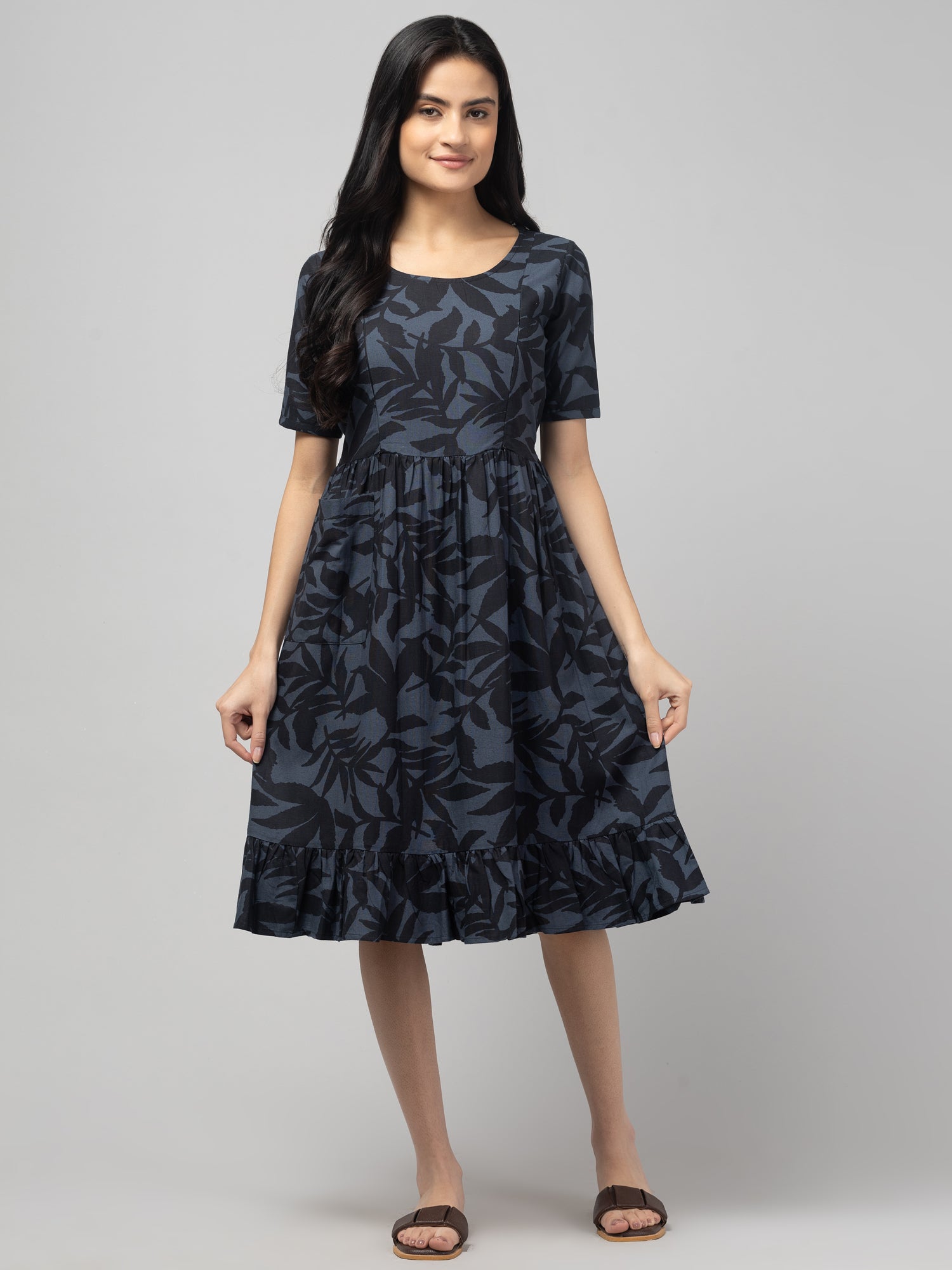 Grey Maternity Feeding Dress For Women