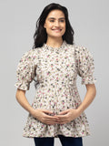 Grey Stylish Maternity Feeding Top For Women