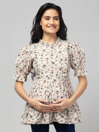 Grey Stylish Maternity Feeding Top For Women