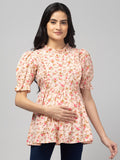 Peach Stylish Maternity Feeding Top For Women