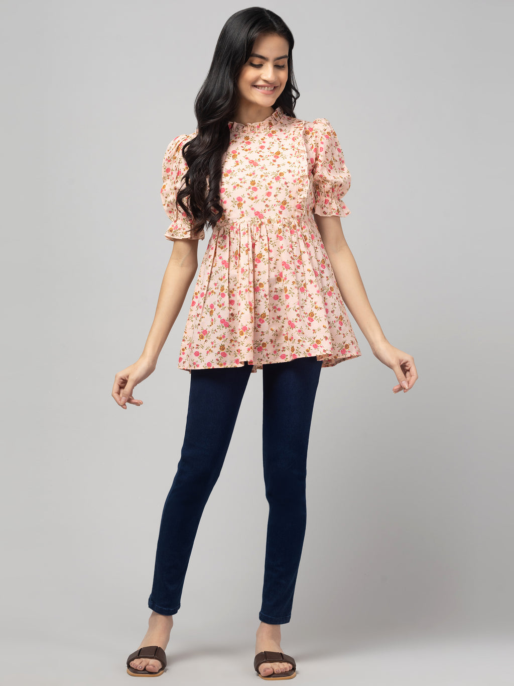 Peach Stylish Maternity Feeding Top For Women