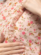 Peach Stylish Maternity Feeding Top For Women