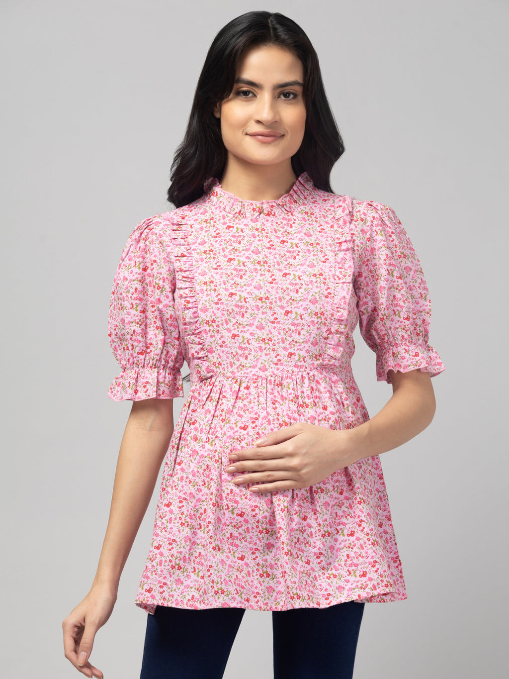 Pink Stylish Maternity Feeding Top For Women