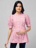 Pink Stylish Maternity Feeding Top For Women