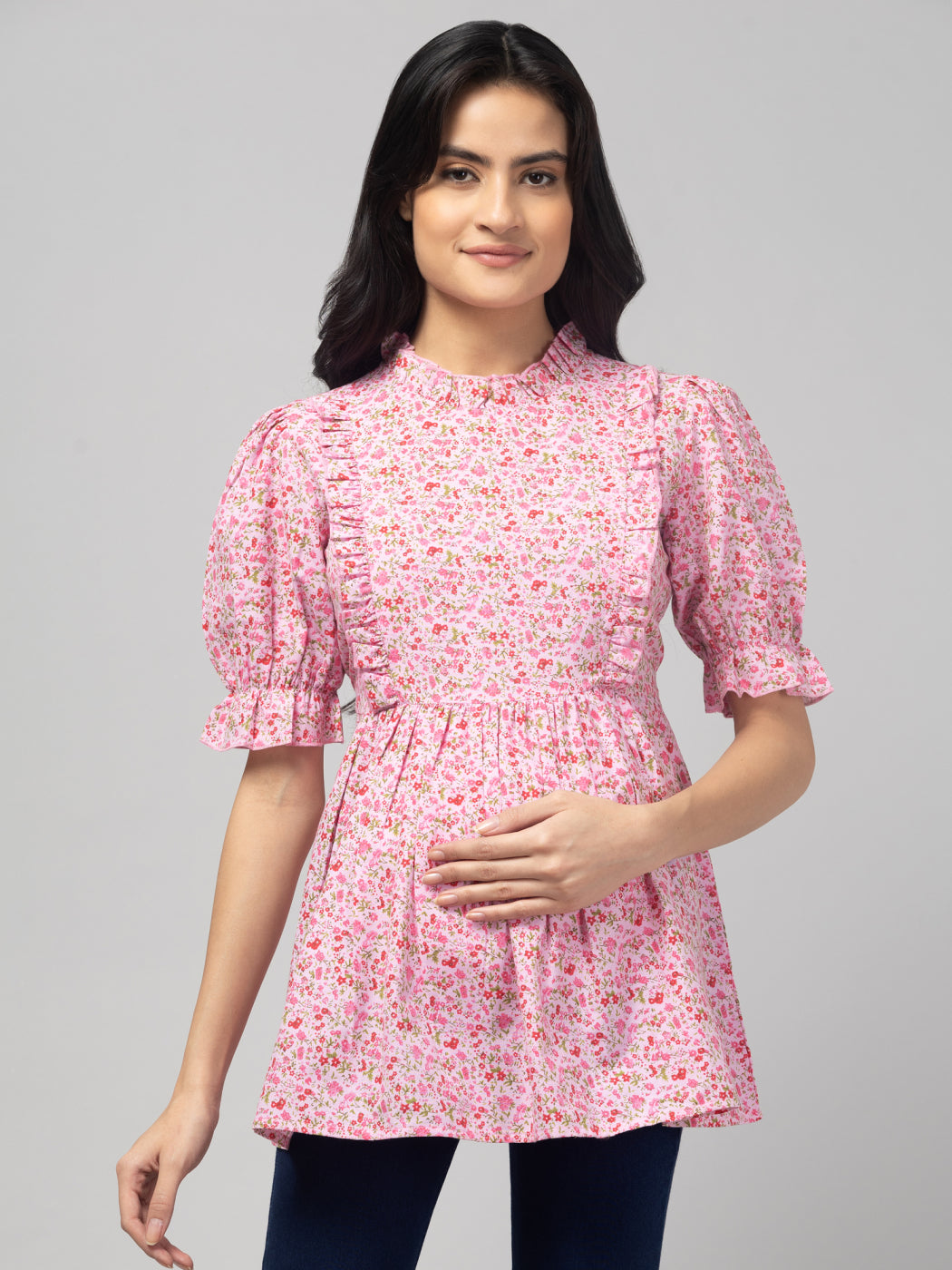 Pink Stylish Maternity Feeding Top For Women