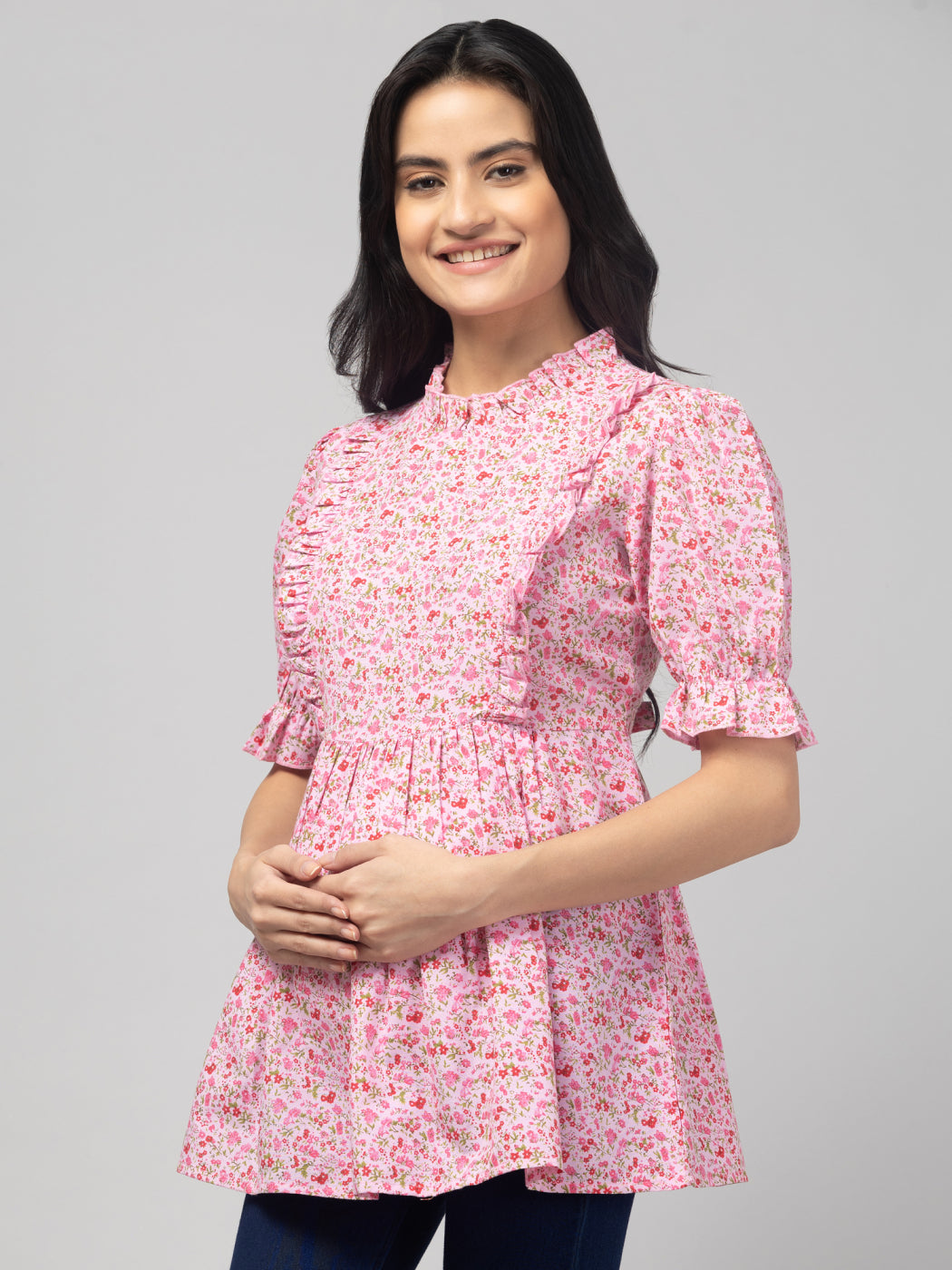 Pink Stylish Maternity Feeding Top For Women