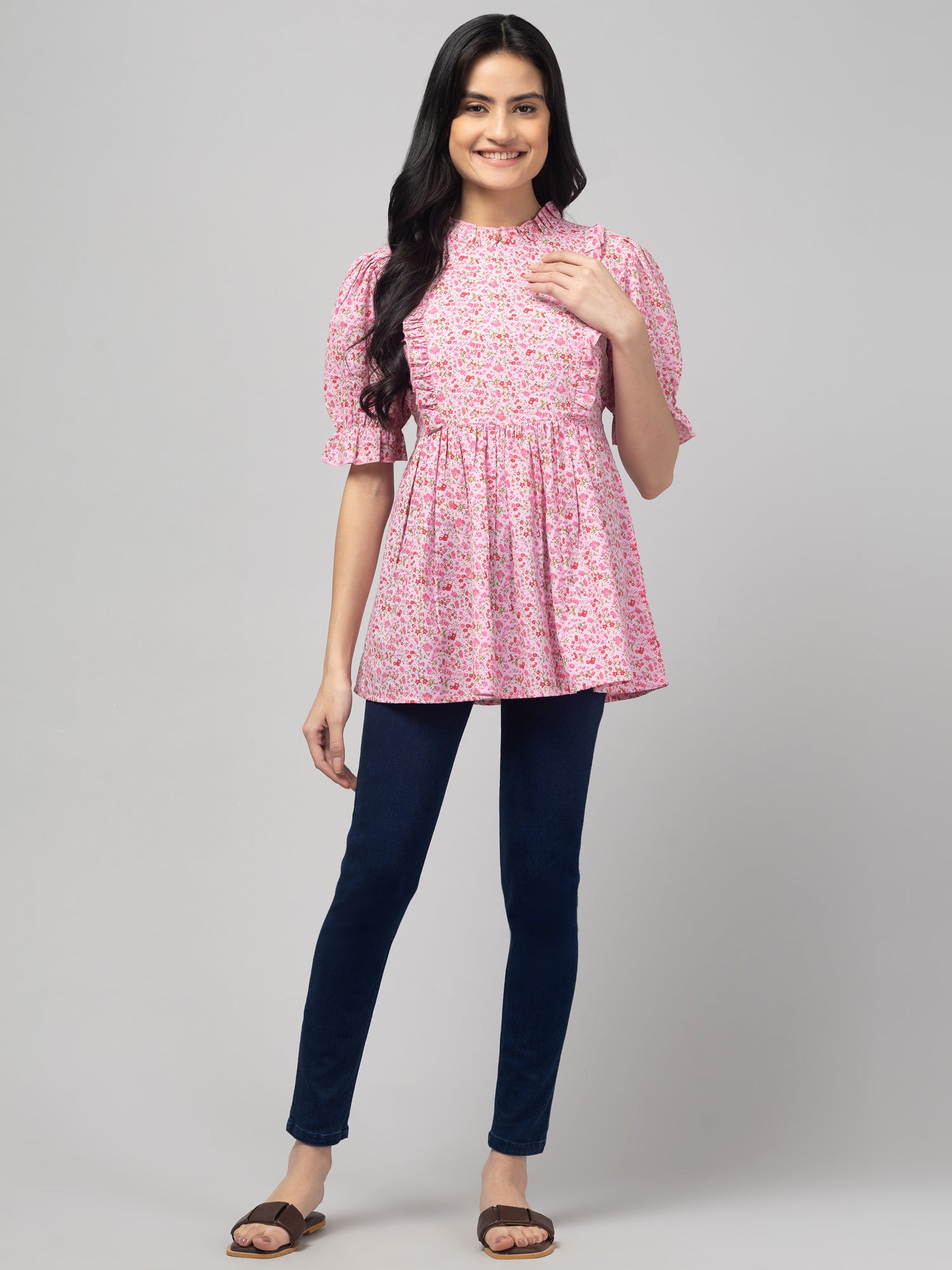 Pink Stylish Maternity Feeding Top For Women
