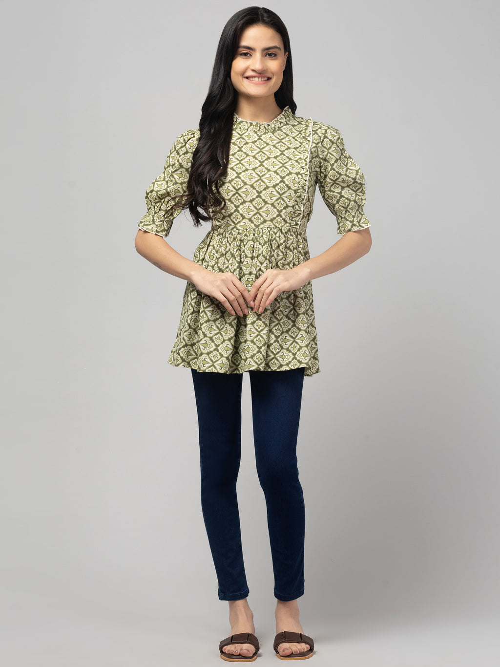 Green Stylish Maternity Feeding Top For Women