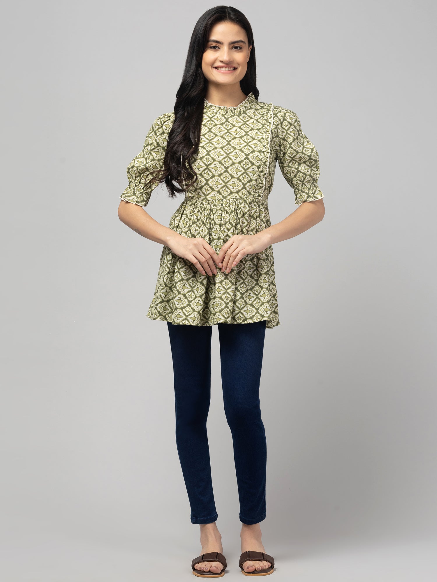 Green Stylish Maternity Feeding Top For Women