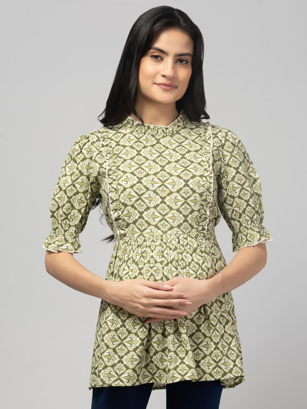 Green Stylish Maternity Feeding Top For Women