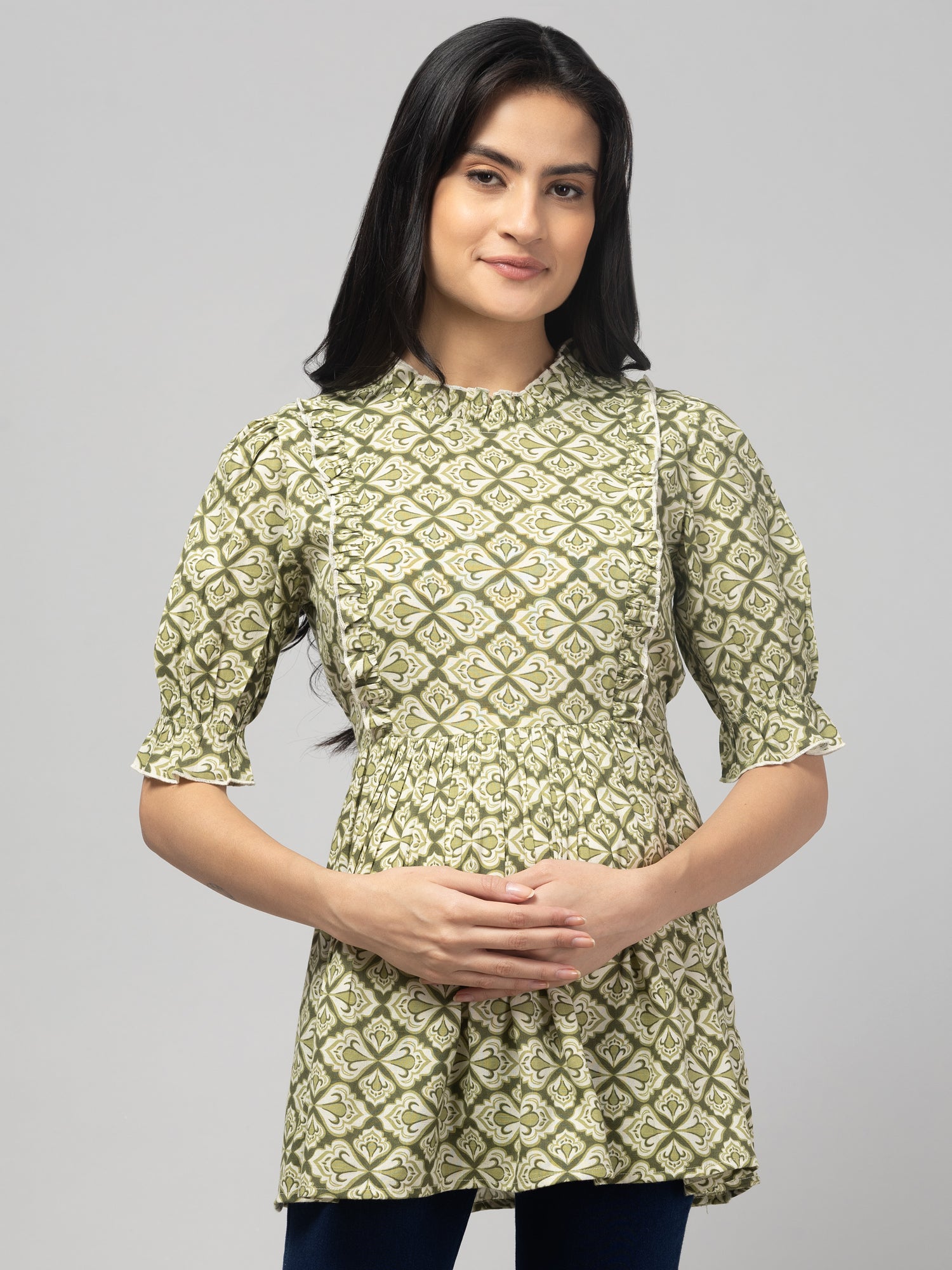 Green Stylish Maternity Feeding Top For Women