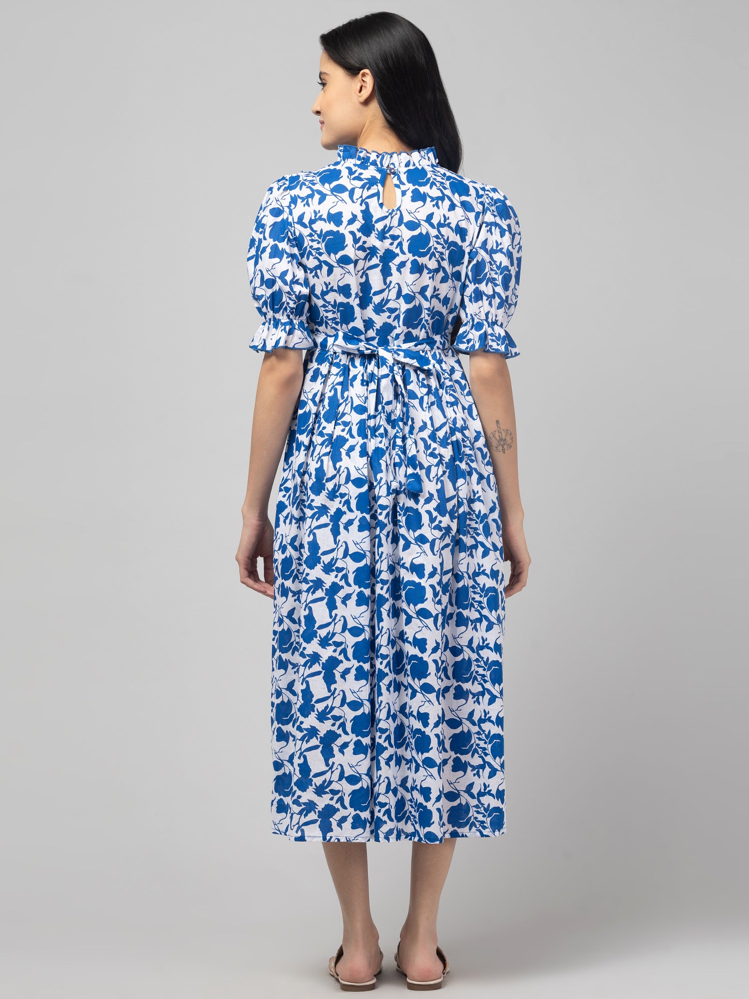 Blue Maternity Feeding Dress For Women