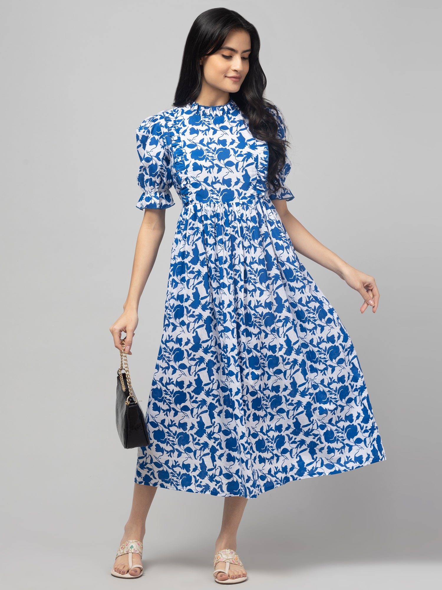 Blue Maternity Feeding Dress For Women