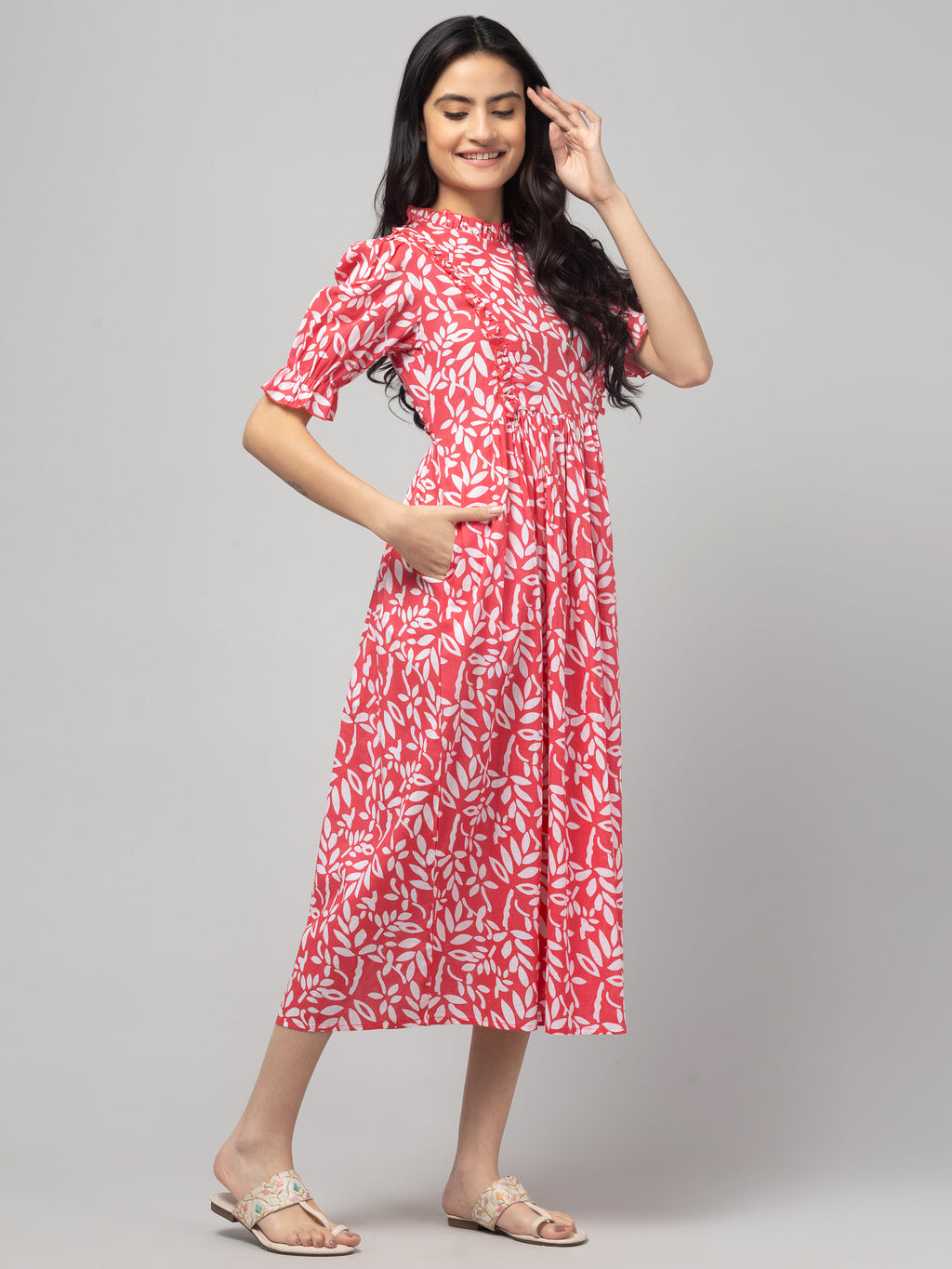 Pink Maternity Feeding Dress For Women