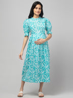 Green Maternity Feeding Dress For Women