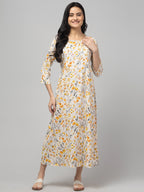 Cream Maternity Feeding Dress For Women