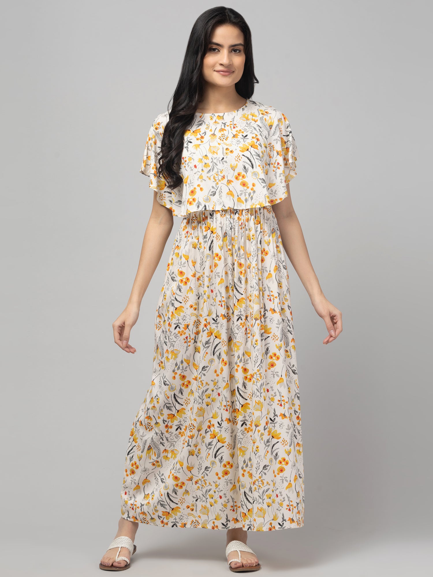 Cream Zipless Maternity Feeding Dress