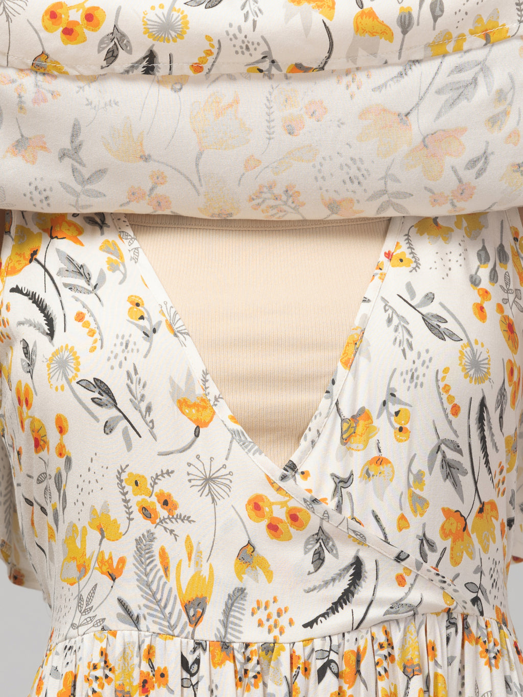 Cream Zipless Maternity Feeding Dress