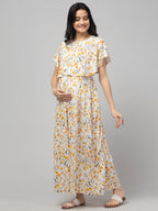 Cream Zipless Maternity Feeding Dress