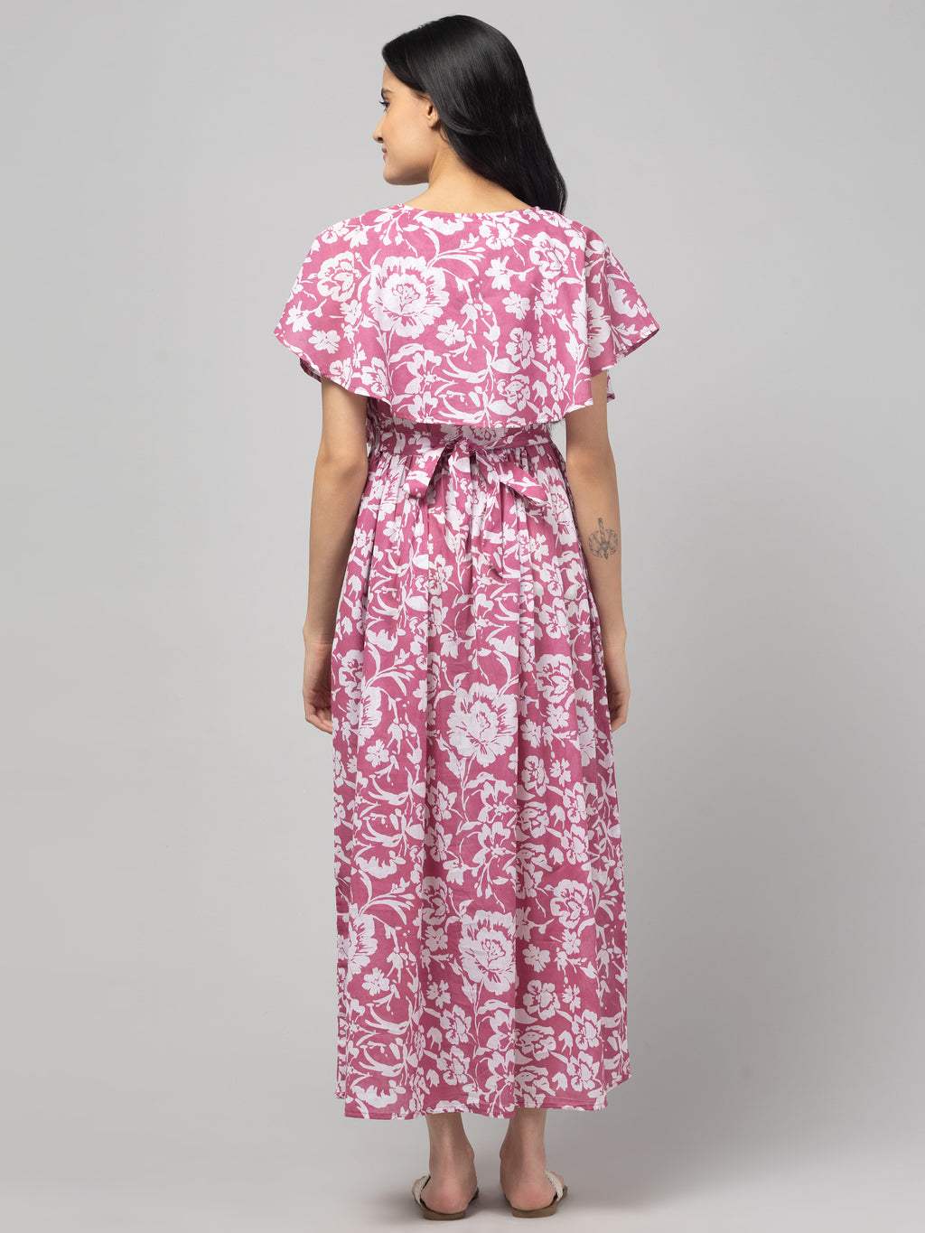 Wine Zipless Maternity Feeding Dress
