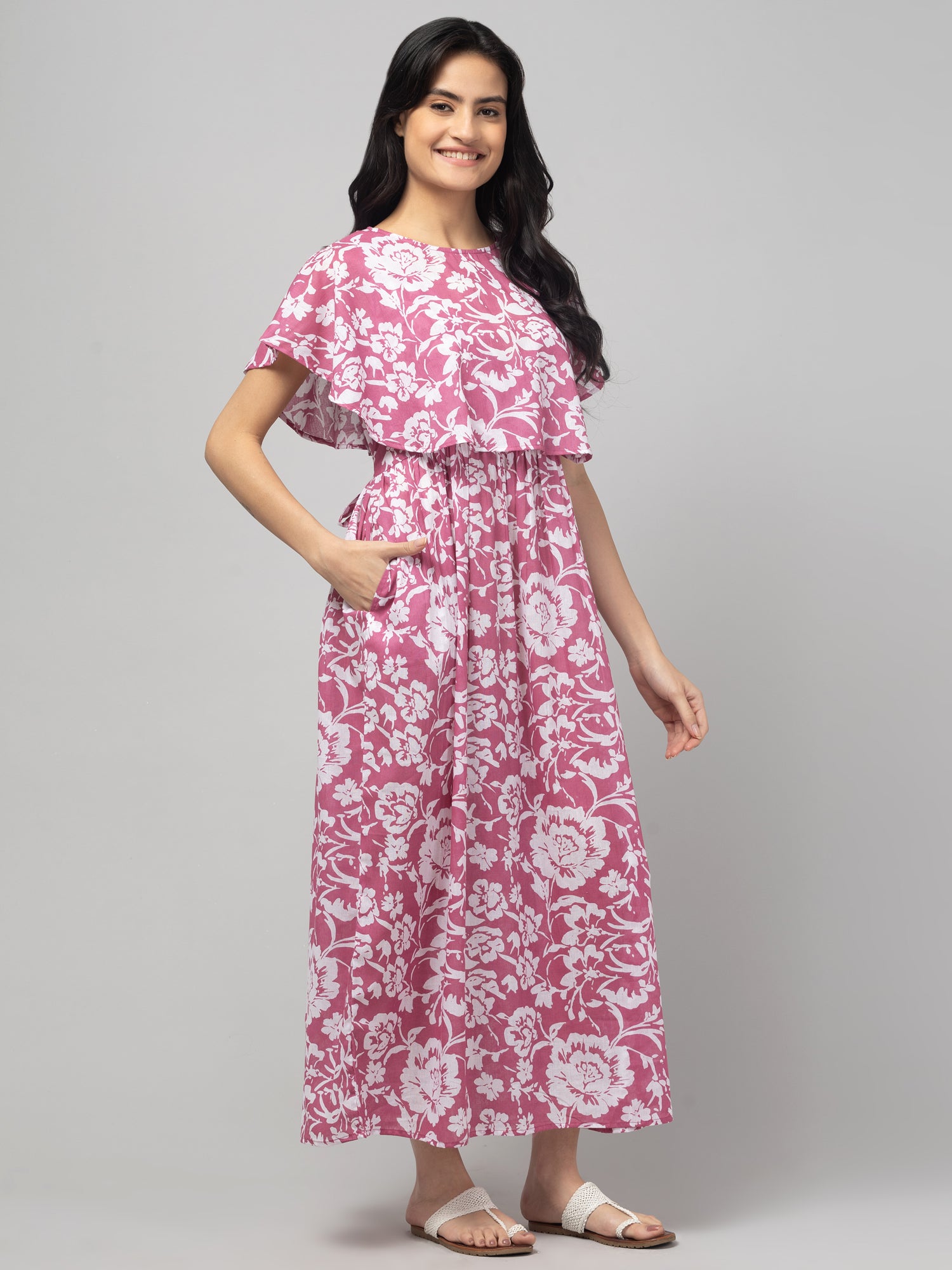 Wine Zipless Maternity Feeding Dress