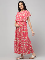 Coral Zipless Maternity Feeding Dress