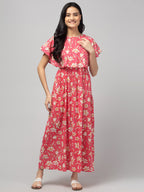 Coral Zipless Maternity Feeding Dress