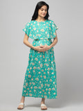 Green Zipless Maternity Feeding Dress