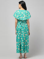 Green Zipless Maternity Feeding Dress