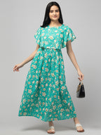 Green Zipless Maternity Feeding Dress
