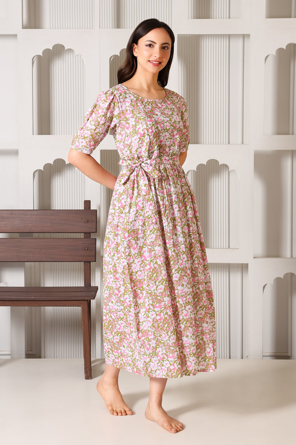 Olive Meadow Bloom Maternity Feeding Dress For Women