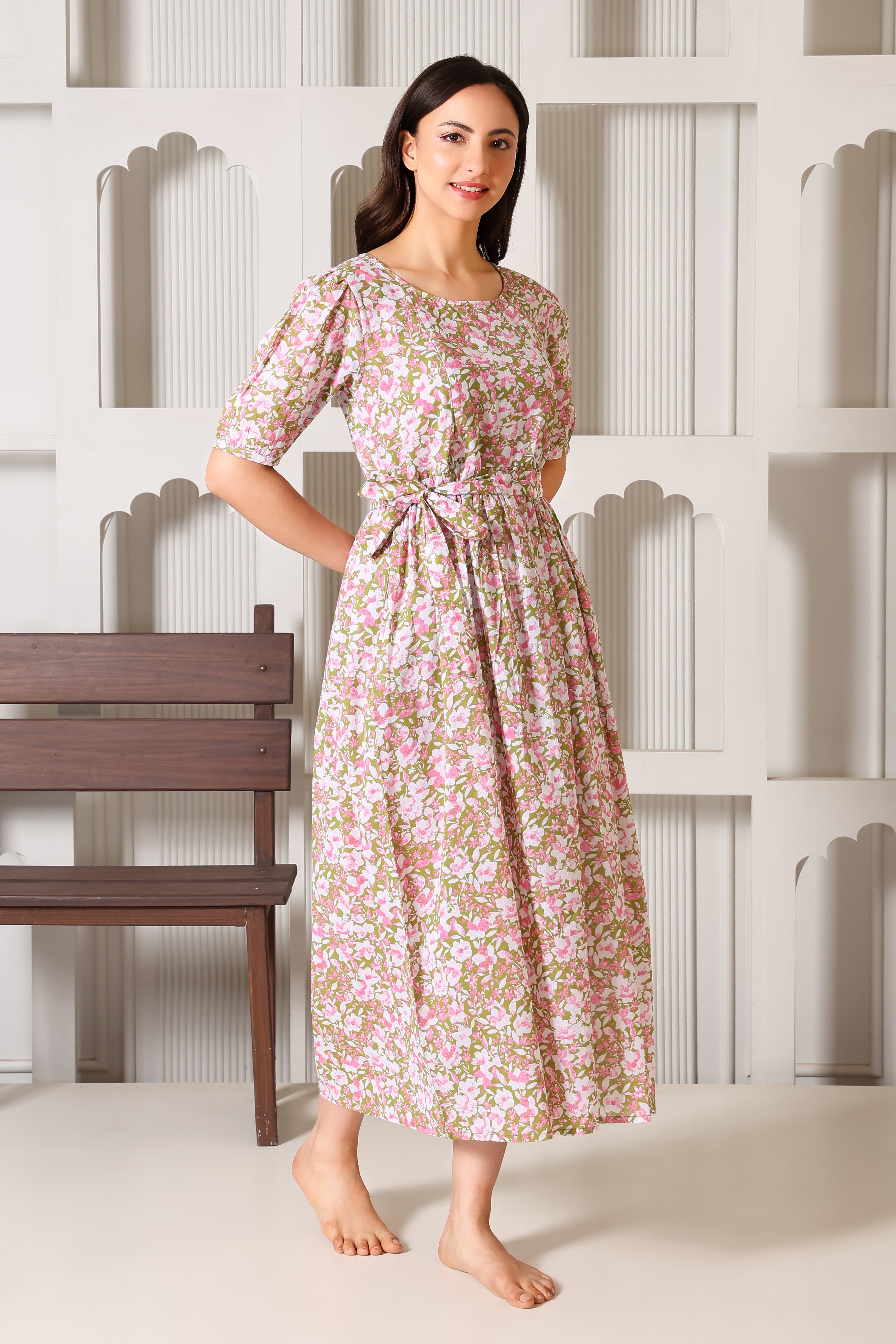 Olive Meadow Bloom Maternity Feeding Dress For Women
