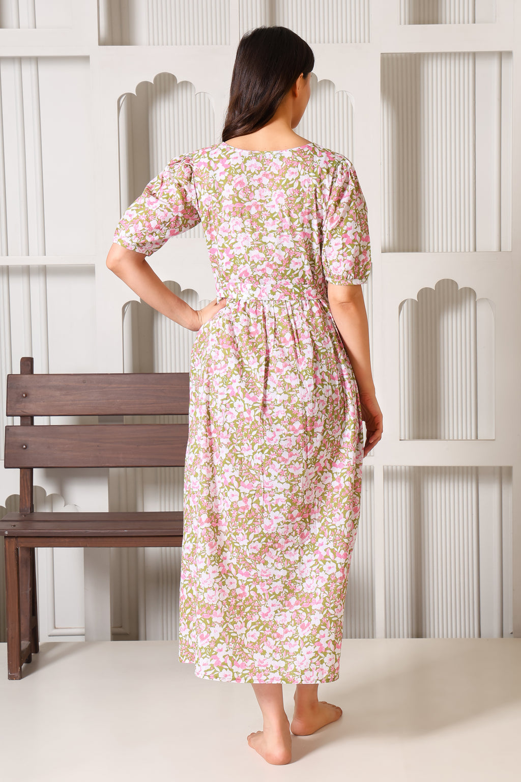 Olive Meadow Bloom Maternity Feeding Dress For Women