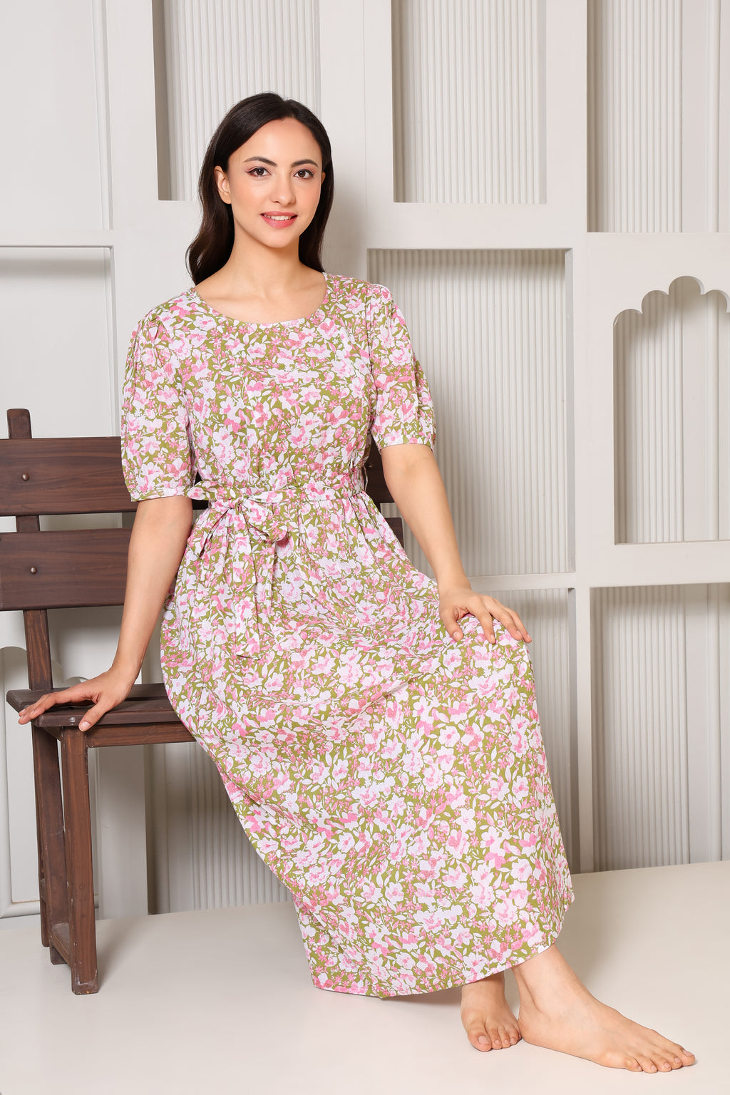 Olive Meadow Bloom Maternity Feeding Dress For Women