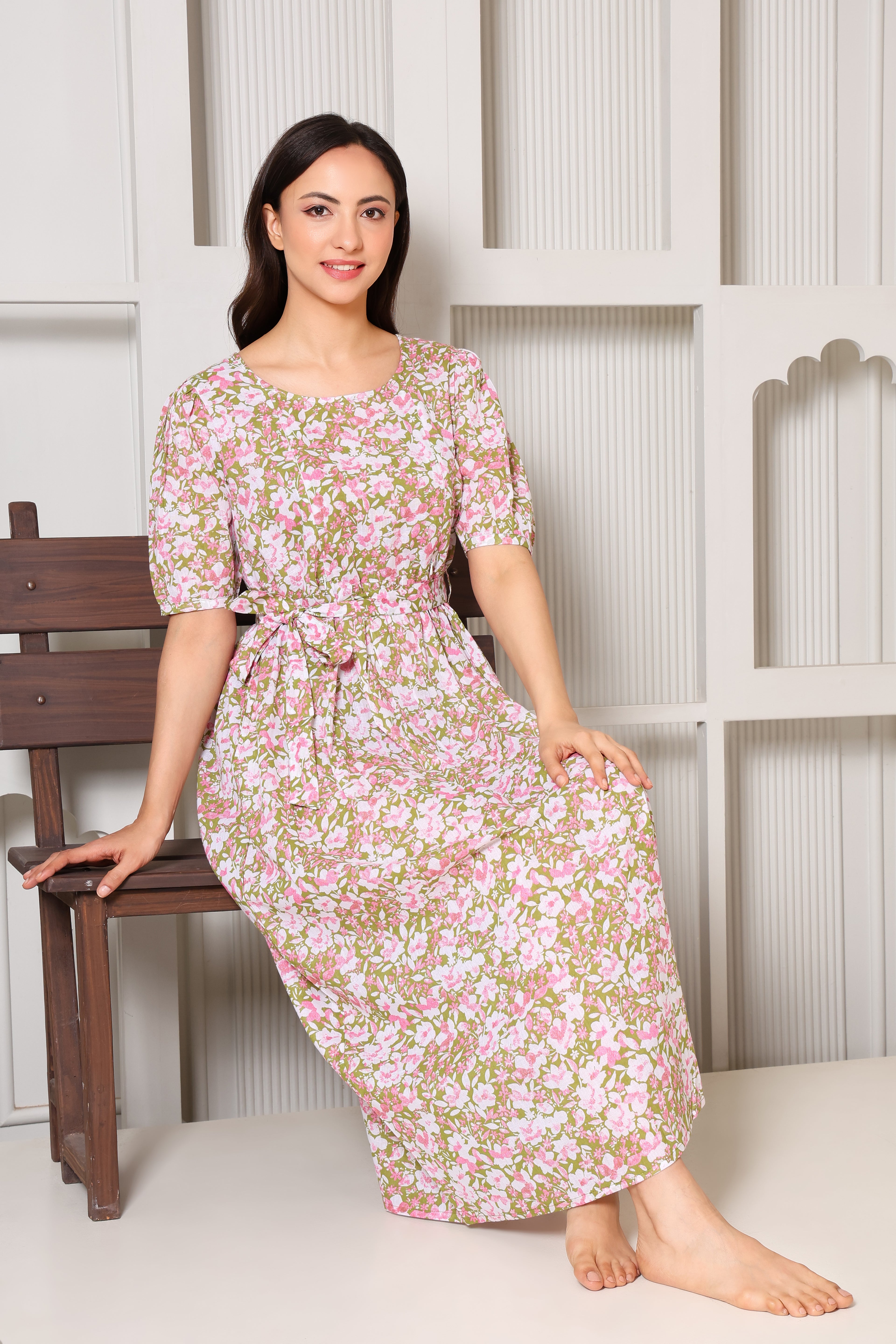 Olive Meadow Bloom Maternity Feeding Dress For Women
