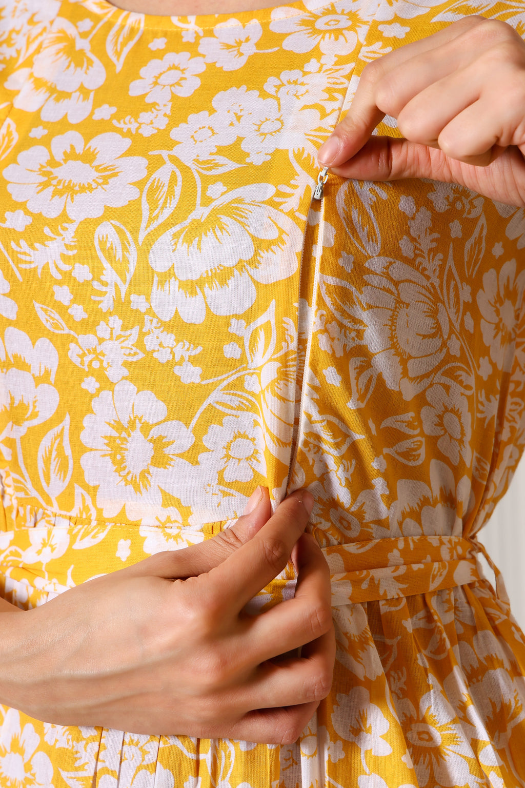 Mustard Meadow Bloom Maternity Feeding Dress For Women