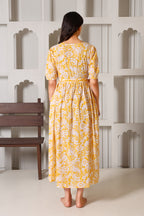 Mustard Meadow Bloom Maternity Feeding Dress For Women